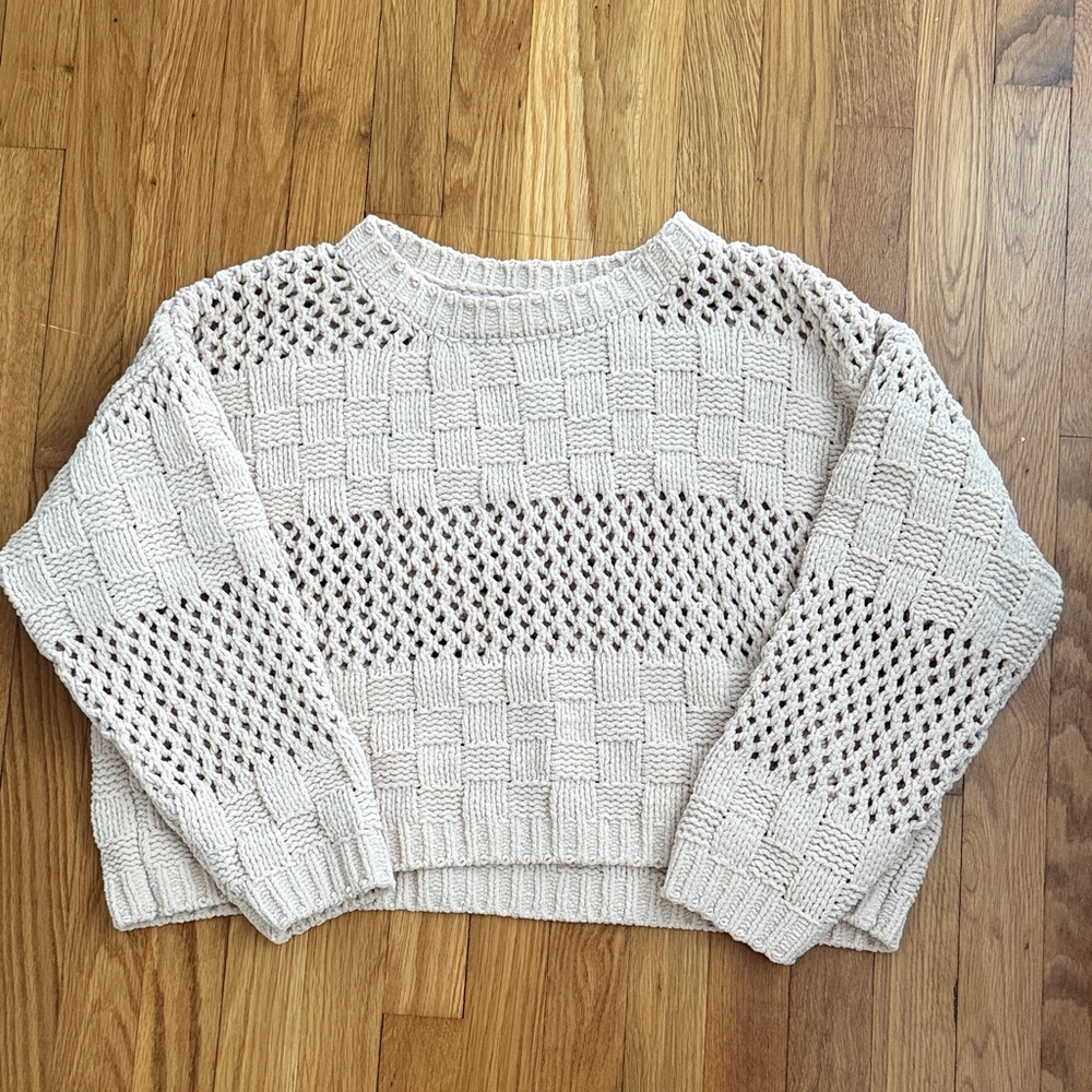 Forever 21 Textured Knit Cream Sweater